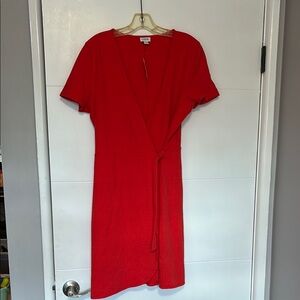 J. Crew orange/red Cotton Midi wrap Dress size medium NEW